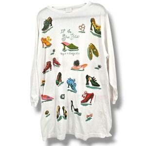Vintage Shoe Lover Graphic‎ Tunic Top Novelty Print Long Sleeve Womens One Size